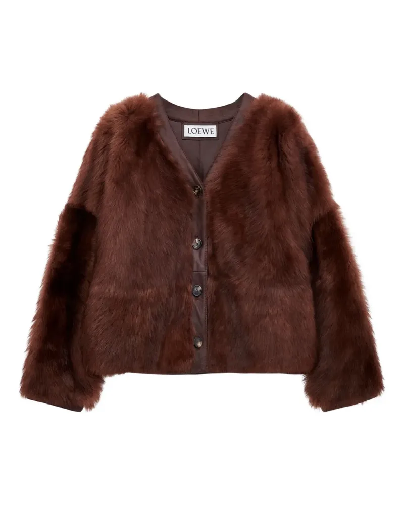 Loewe Lederjacke mit Knopfleiste - Braun Braun