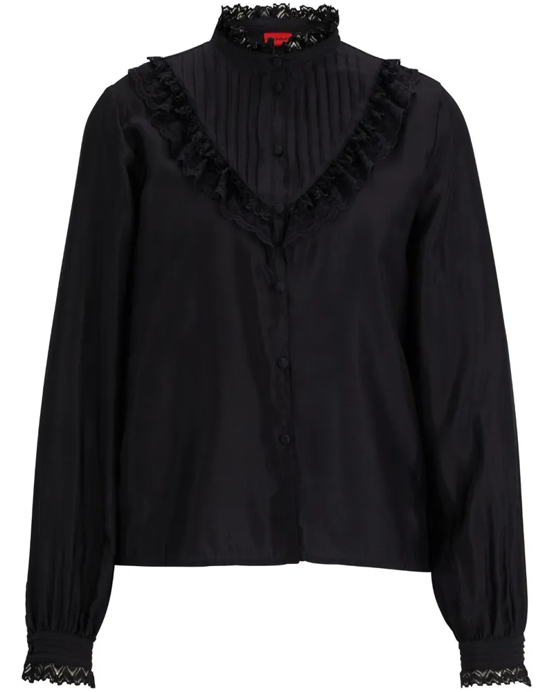 HUGO BOSS Bluse mit Rüschen - Schwarz Schwarz