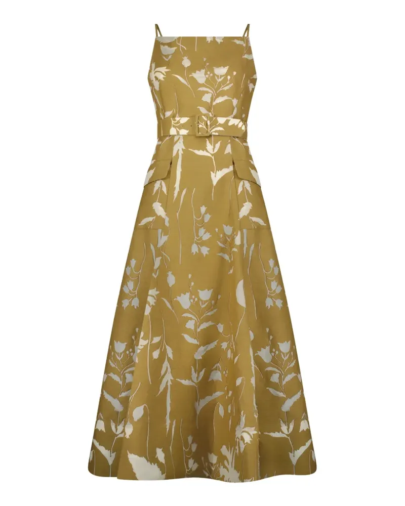 Lela Rose floral-print midi dress - Braun Braun