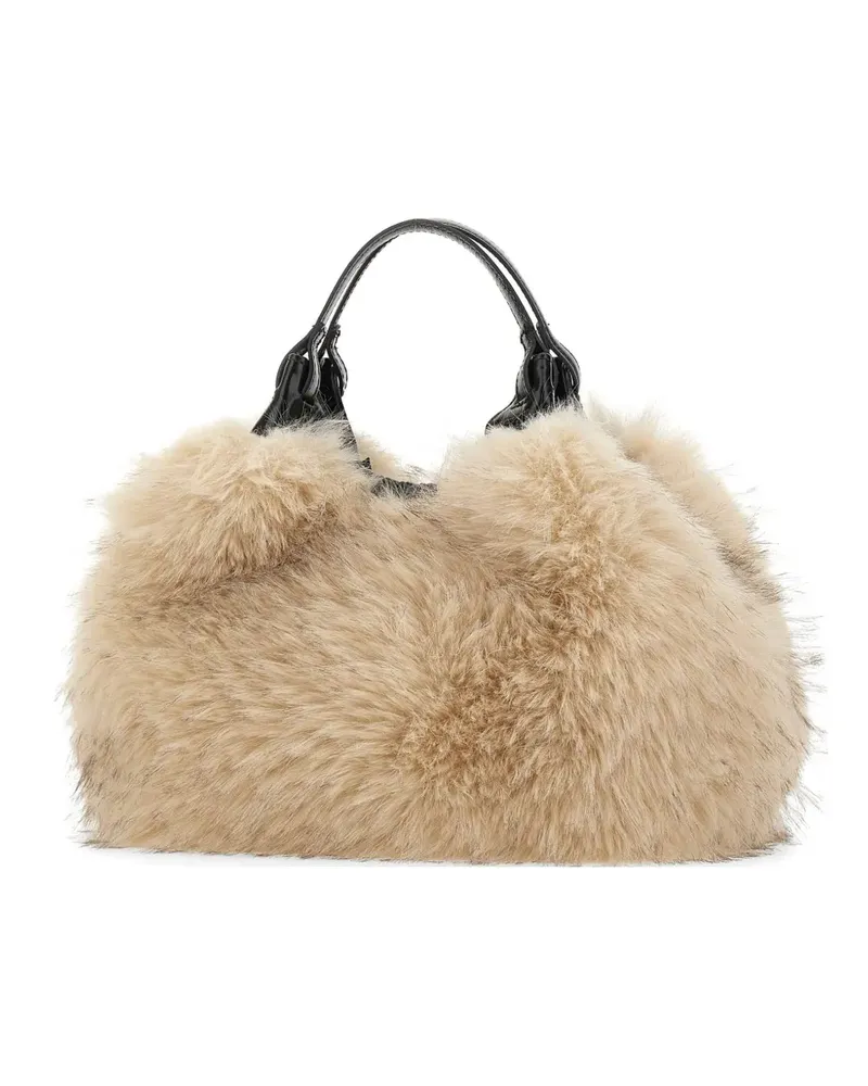 Gianni Chiarini Dua faux-fur tote bag - Nude Nude