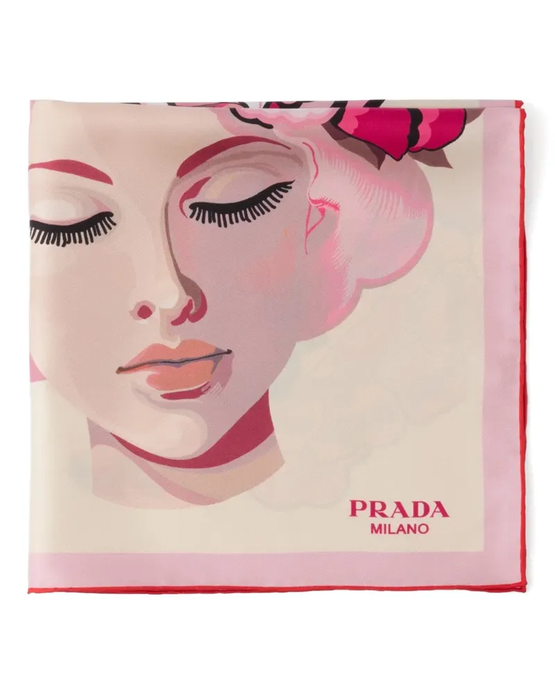 Prada Seidenschal mit Print - Nude Nude