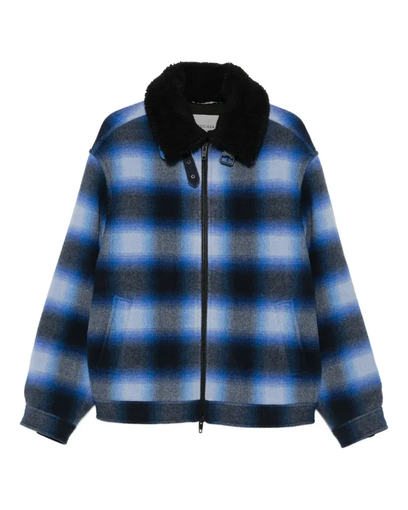 Balenciaga check-pattern shirt jacket - Blau Blau