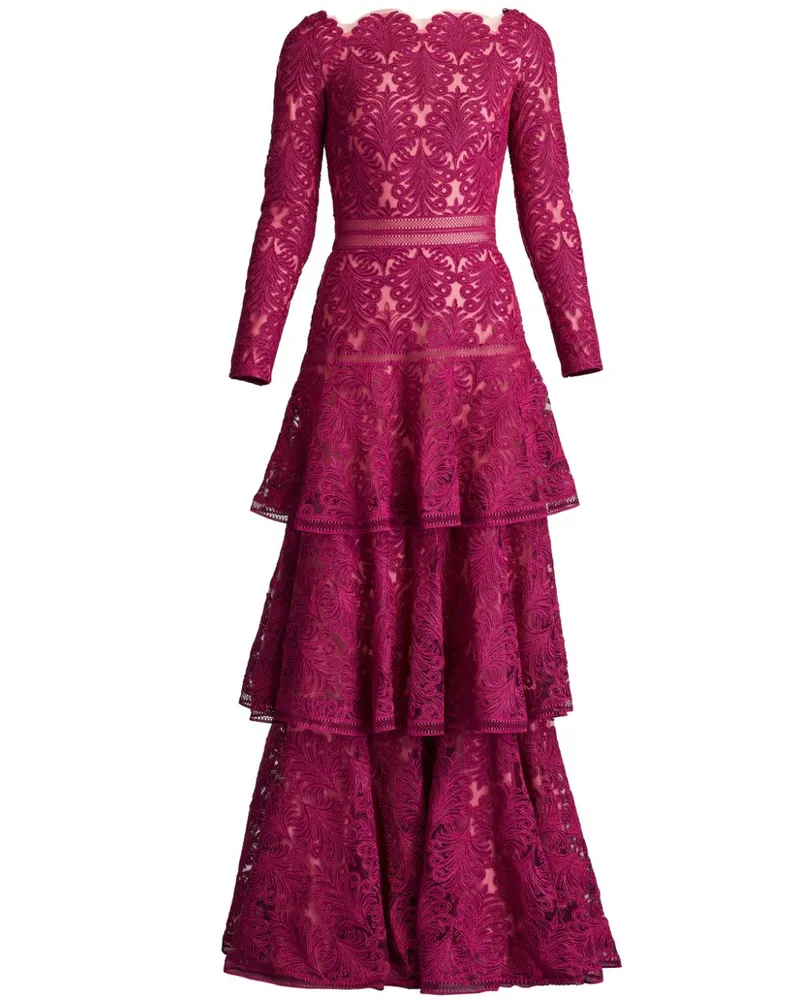 Tadashi Shoji Gestuftes Talita Abendkleid Rosa