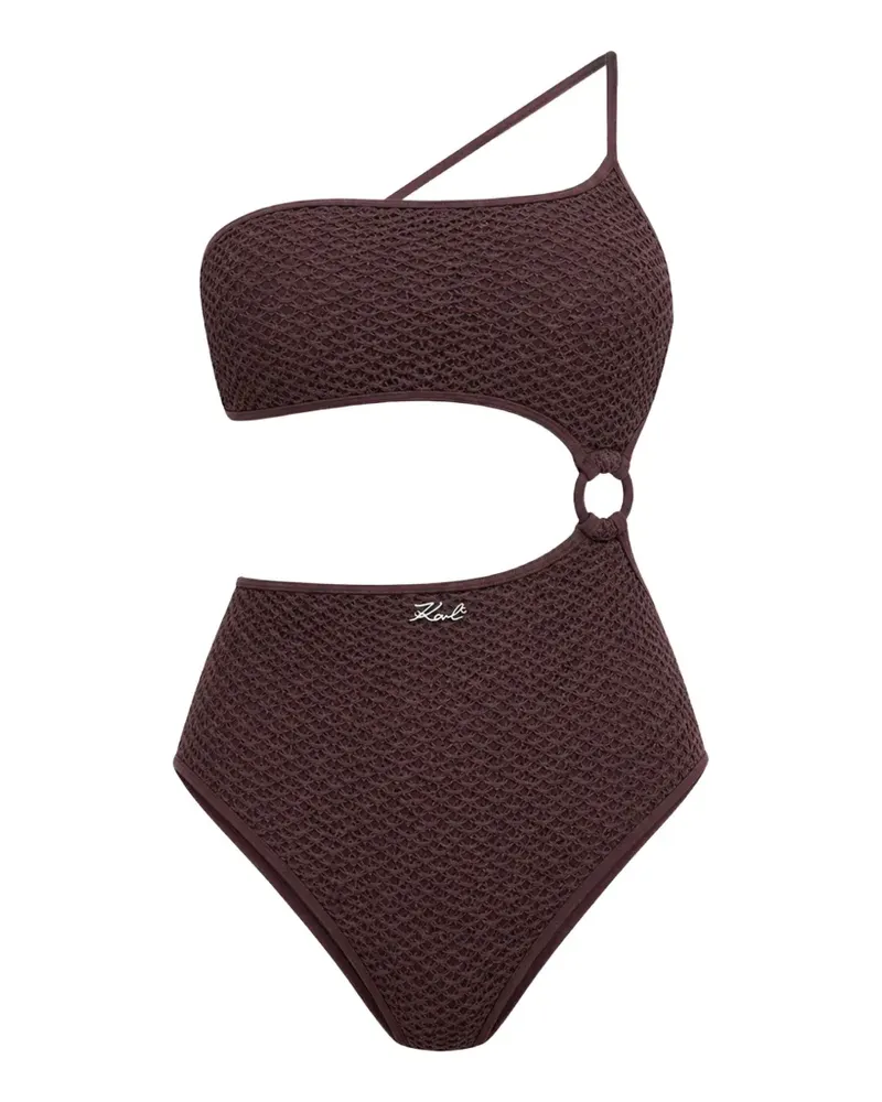 Karl Lagerfeld crochet-knit cut-out swimsuit - Braun Braun