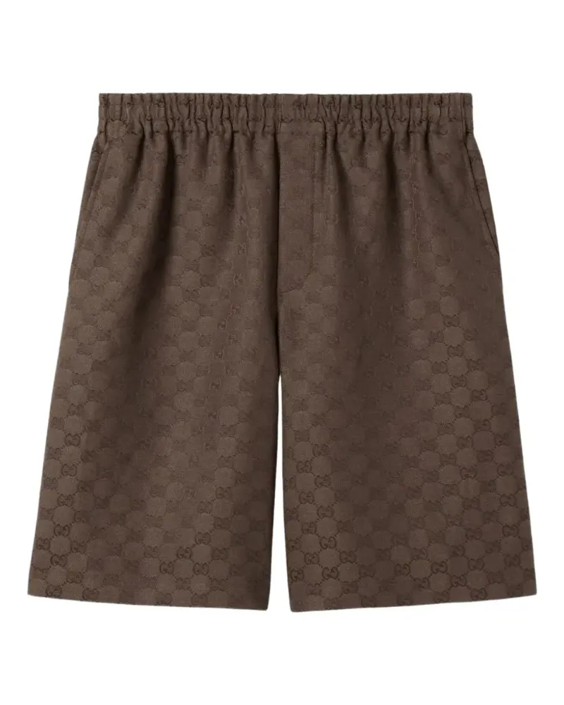 Gucci Shorts aus Leinengemisch mit GG - Braun Braun