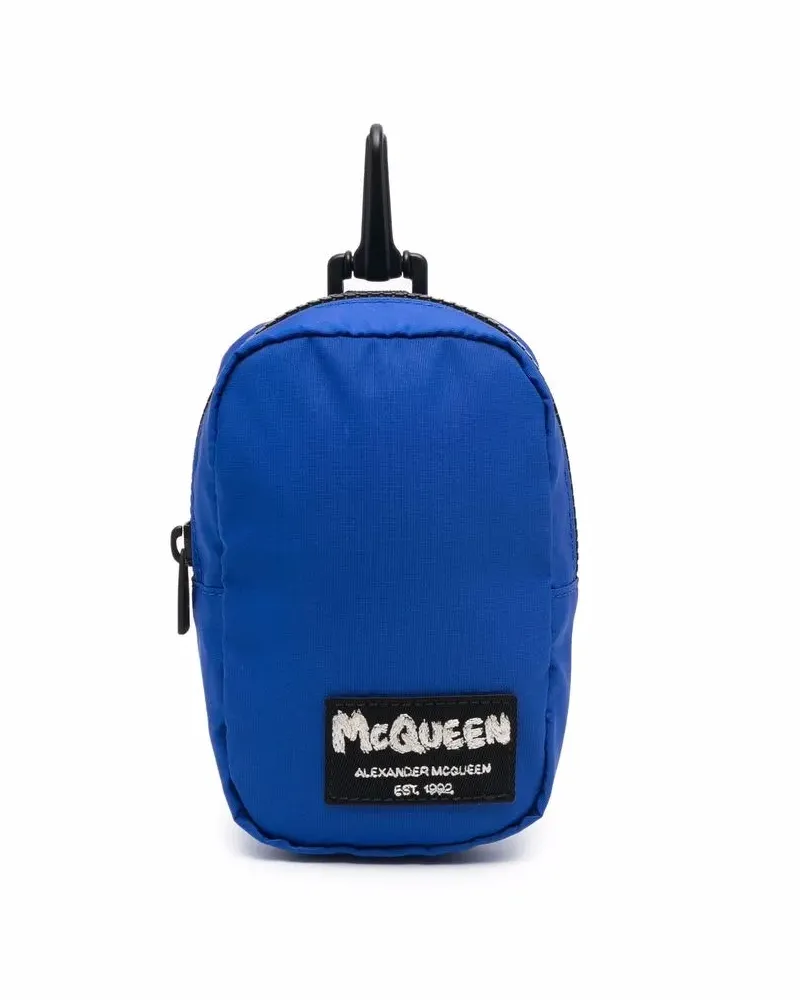 Alexander McQueen Mini-Tasche mit Logo-Patch - Blu Blu
