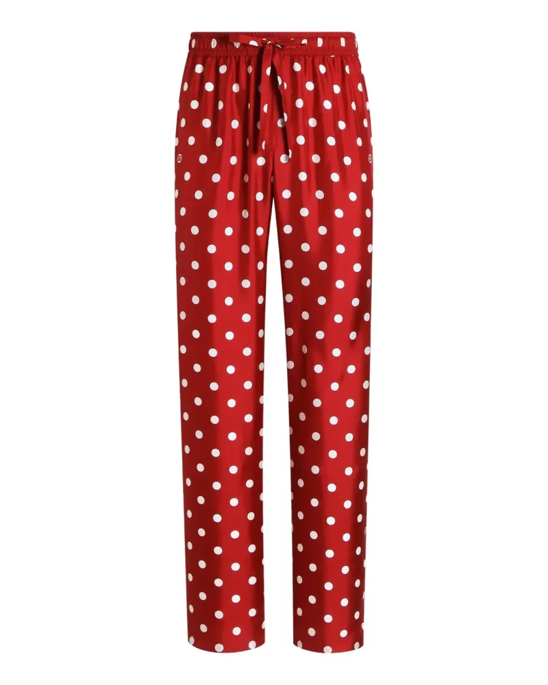 Dolce & Gabbana Vanity Seidentwill-Hose mit Polka Dots - Rot Rot