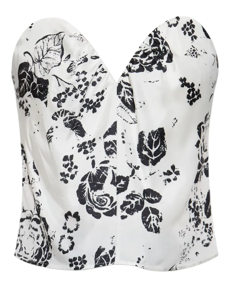 Max Mara Geblümtes Bustier-Top - Weiß Weiß