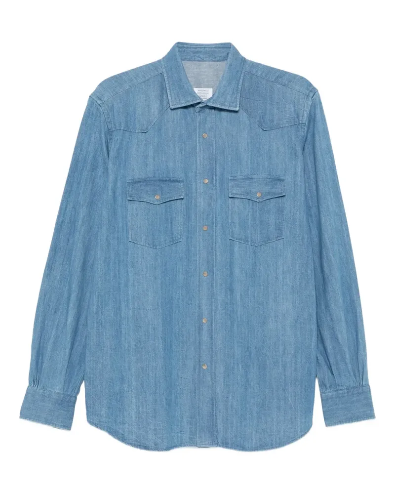 MAZZARELLI Jeanshemd mit doppelter Tasche - Blau Blau