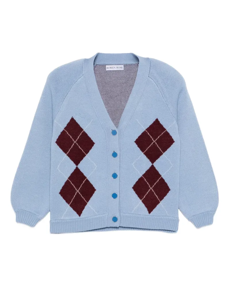 Rowen Rose Cardigan mit Argyle-Muster - Blau Blau