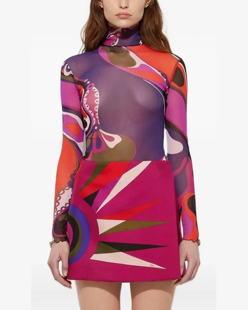 Emilio Pucci Rollkragenoberteil mit Orchidee-Print - Violett Violett