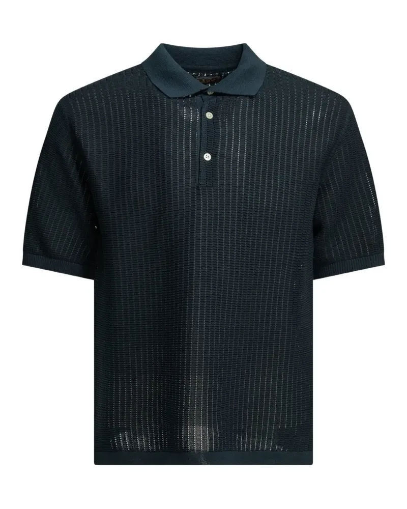 Beams Plus open-knit short-sleeve polo shirt - Blau Blau