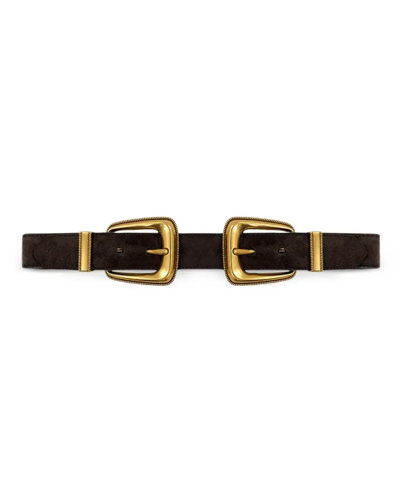 Veronica Beard double-buckle suede belt - Braun Braun