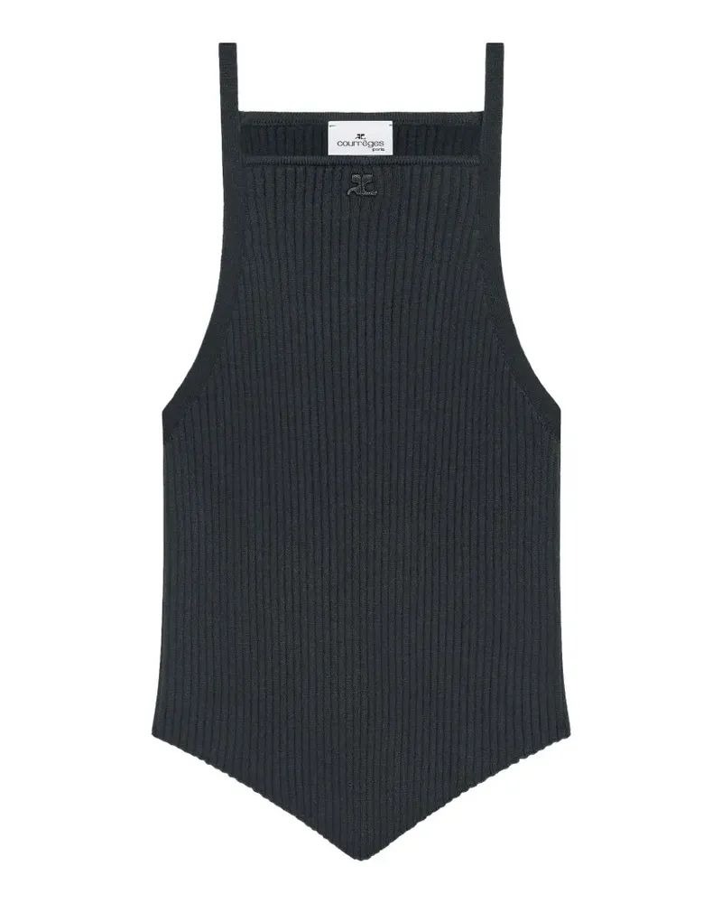 Courrèges Geripptes Tanktop mit spitzem Saum - Grau Grau