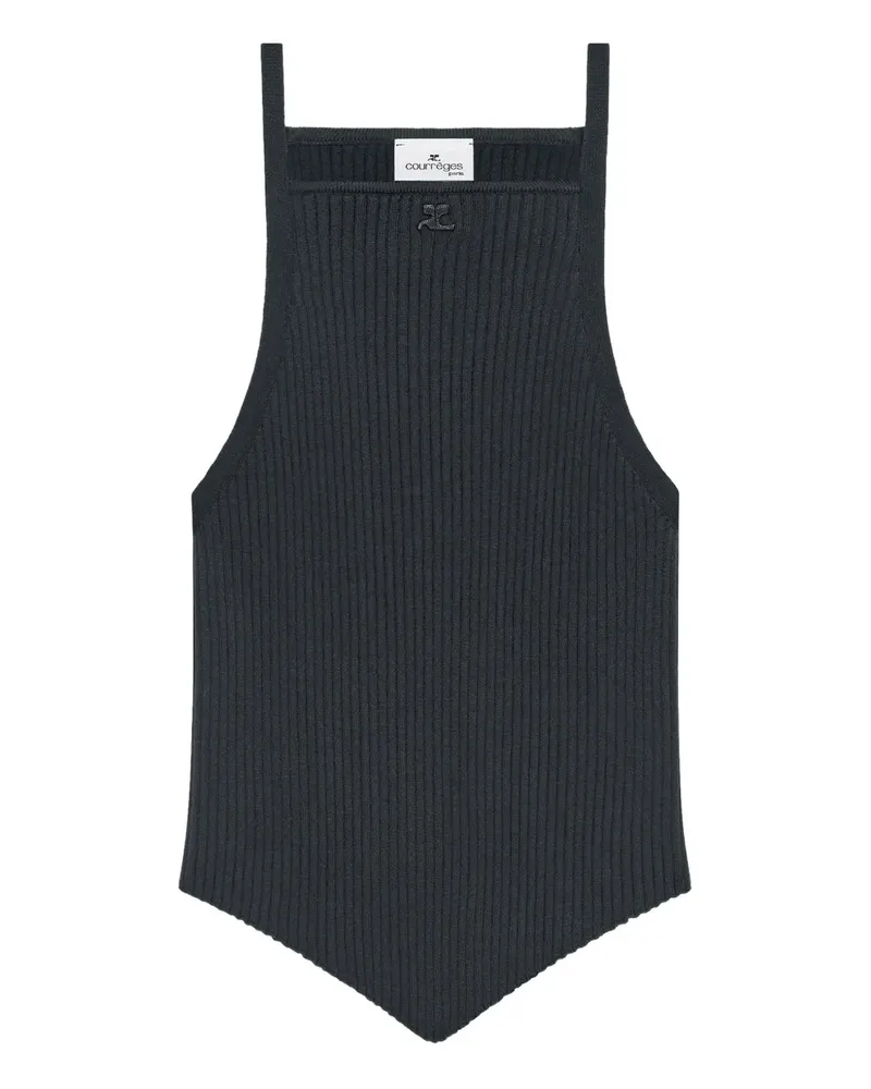 Courrèges Geripptes Tanktop mit spitzem Saum - Grau Grau