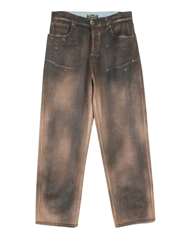 Mauro Grifoni waxed-effect jeans - Braun Braun
