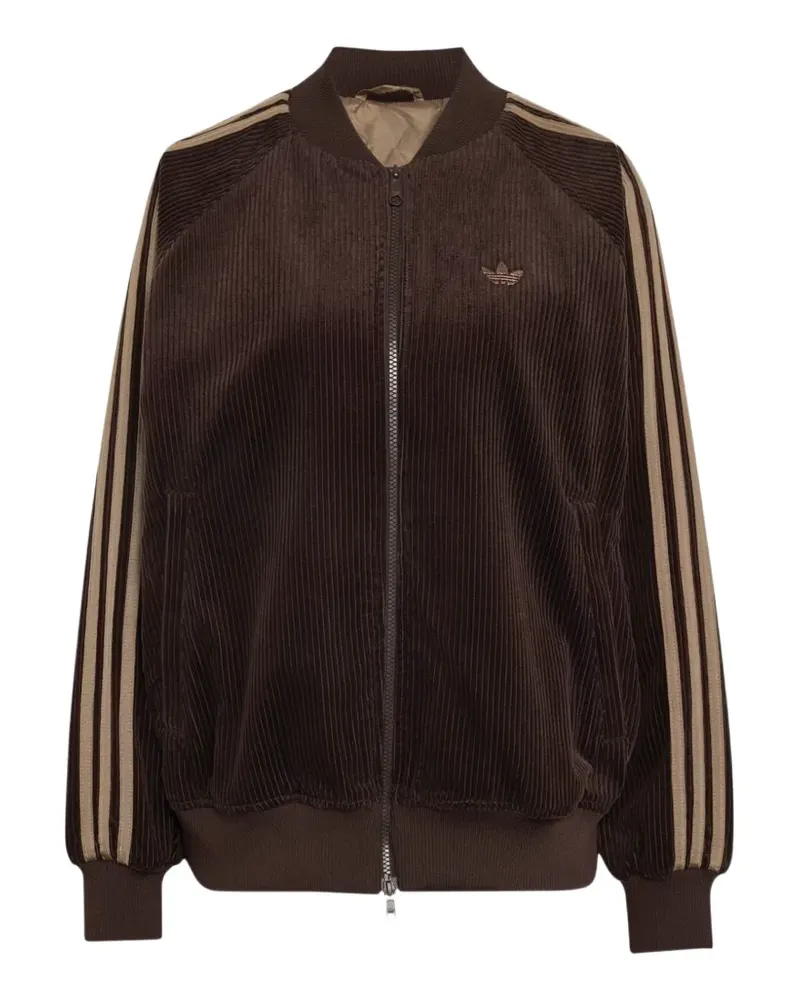 adidas Sportjacke aus Cord mit Streifen - Braun Braun