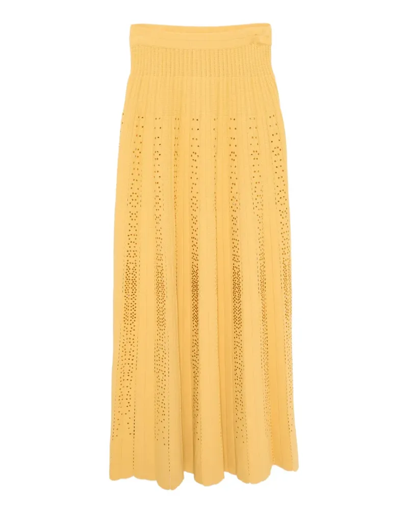 Elie Saab Strickrock mit Kristallen - Gelb Gelb