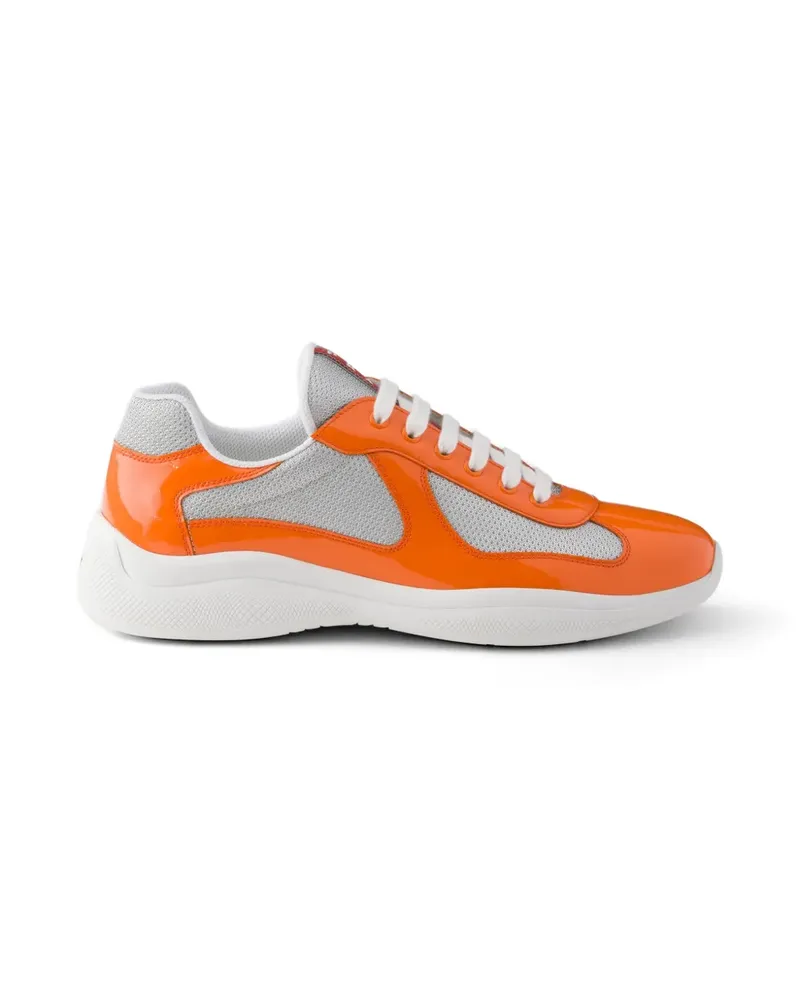 Prada patent leather and technical fabric America's Cup sneakers - Orange Orange