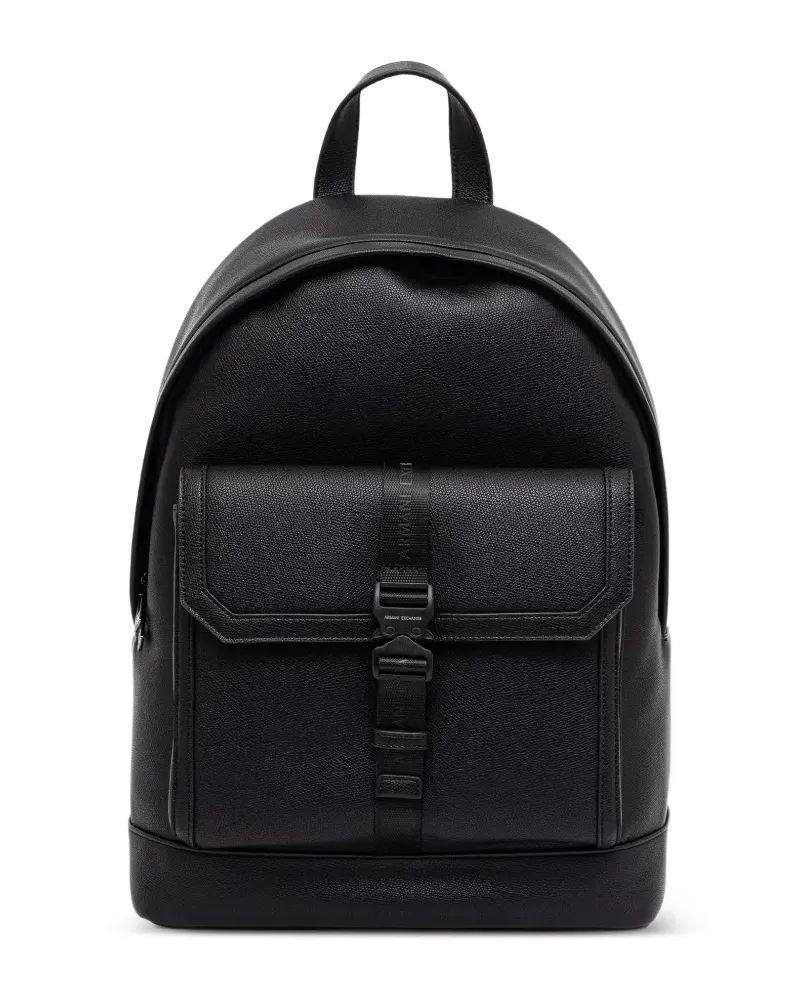 Armani Exchange buckle-fastening pebbled backpack - Schwarz Schwarz
