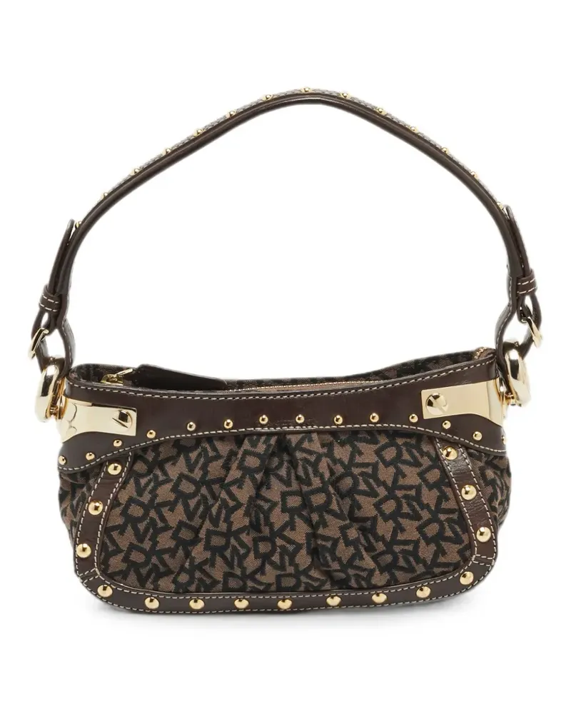 DKNY Schultertasche mit Nieten-Logo-Jacquard - Nude Nude