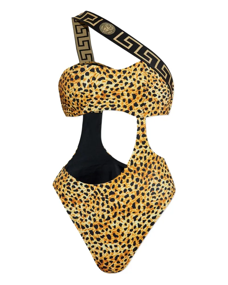 Versace Badeanzug mit Greca-Muster - Gelb Gelb