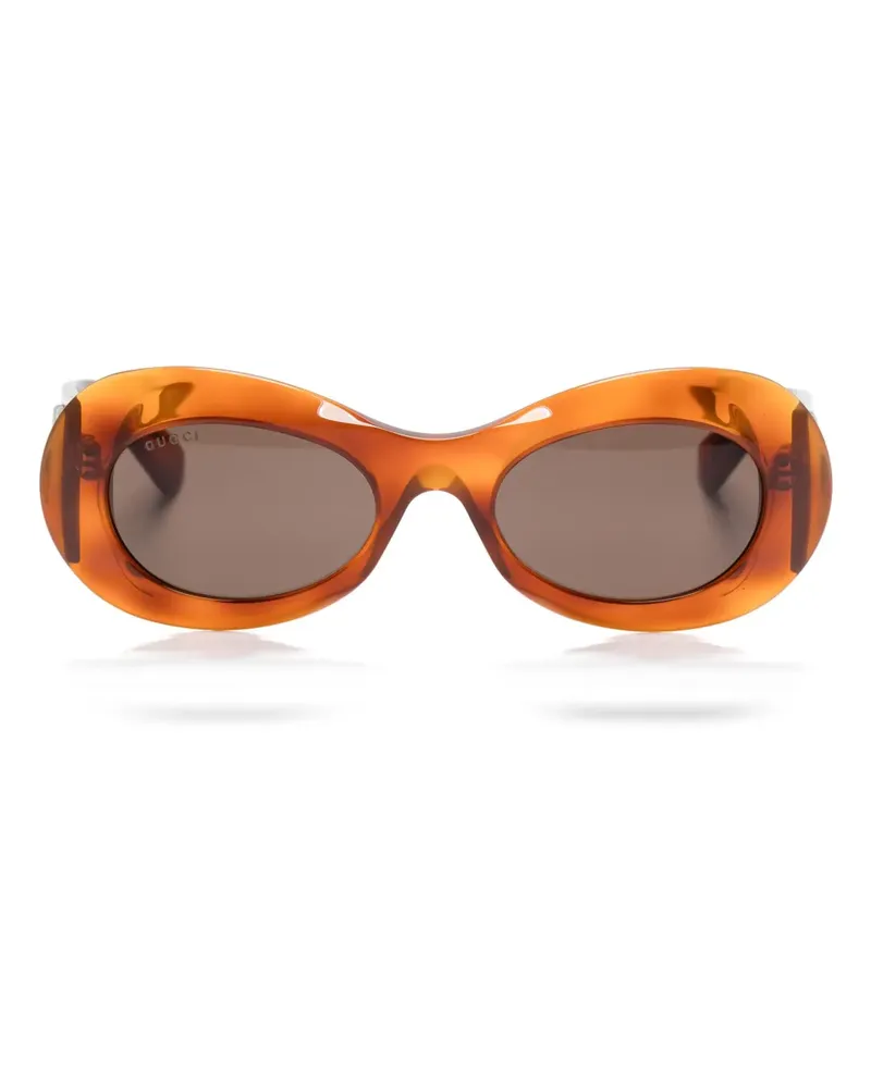 Gucci Sonnenbrille mit ovalem Gestell - Braun Braun
