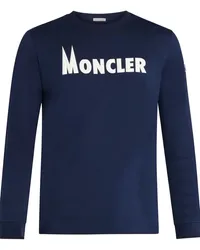 Moncler Langarmshirt mit Logo-Print Blau