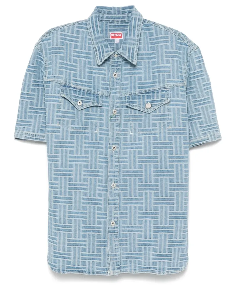 Kenzo Jeanshemd mit Webmuster - Blau Blau