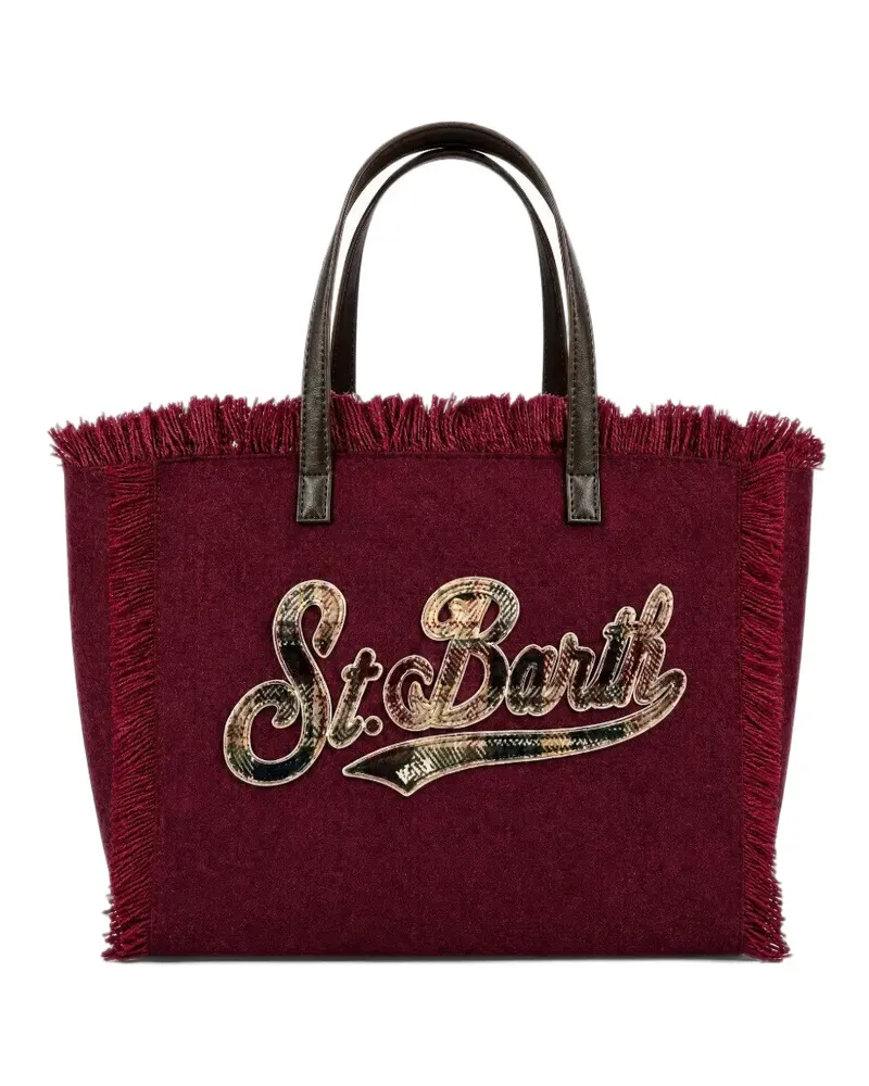 MC2 Saint Barth Tote Bag mit Fransenbesatz und Logo-Patch - Rot Rot