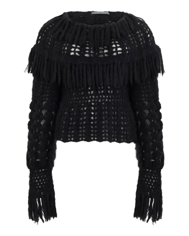 Alberta Ferretti Pullover mit Fransen-Detail - Schwarz Schwarz