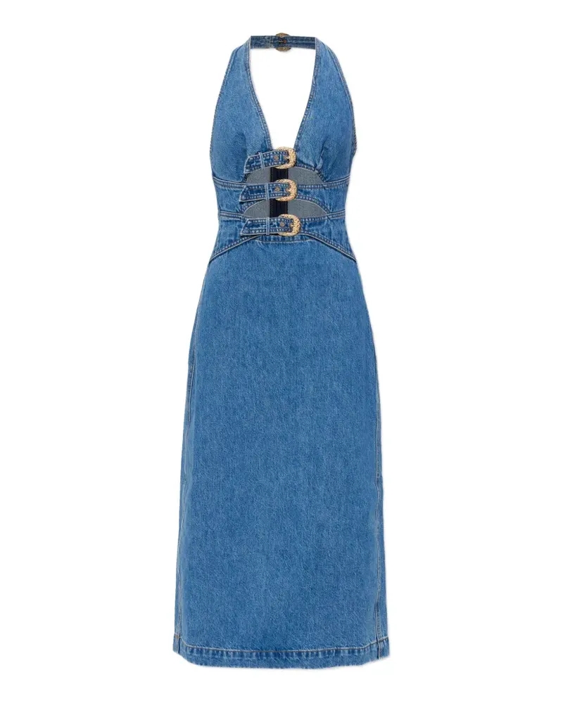 Cult Gaia halterneck cut-out buckle midi dress - Blau Blau