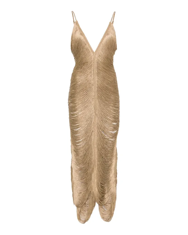 BLESS Solé fringed V-neck maxi dress - Nude Nude