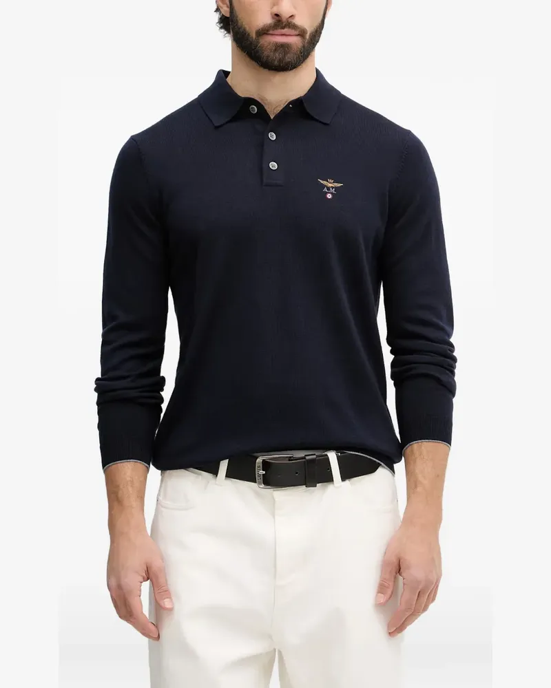 Aeronautica Militare logo-embroidered long-sleeve sweater - Blau Blau