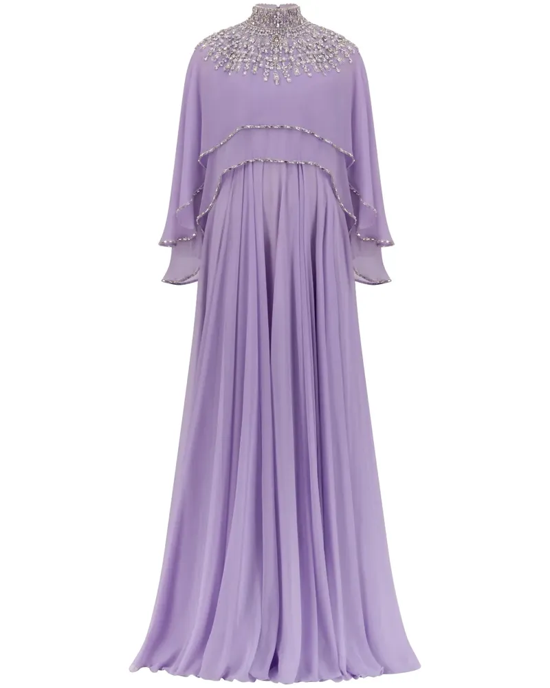 Dina Melwani Verziertes Abendkleid aus Chiffon - Violett Violett