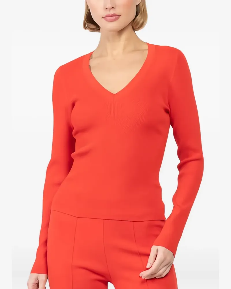 Veronica Beard Geripptes Callie T-Shirt mit V-Ausschnitt - Orange Orange