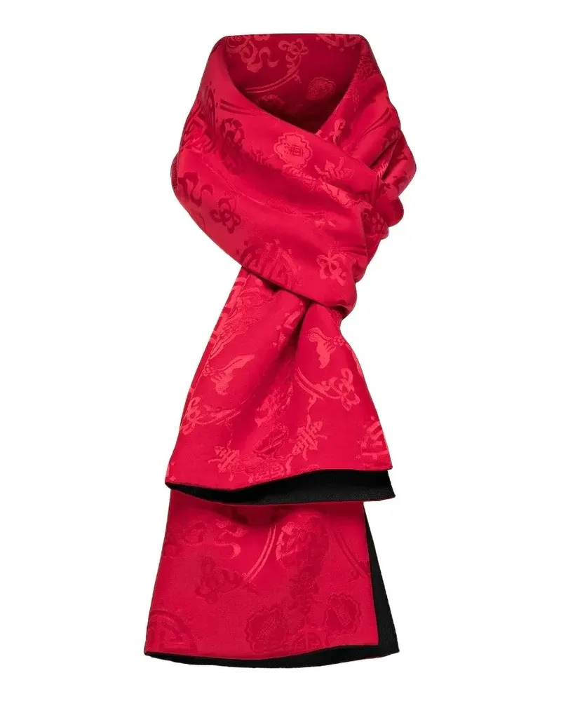 Shanghai Tang Two-Faced jacquard-woven silk-cashmere scarf - Rot Rot