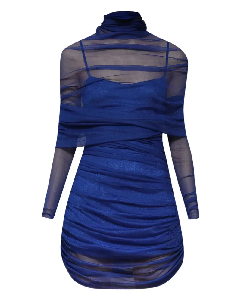 Christopher Esber sheer draped mini dress - Blau Blau