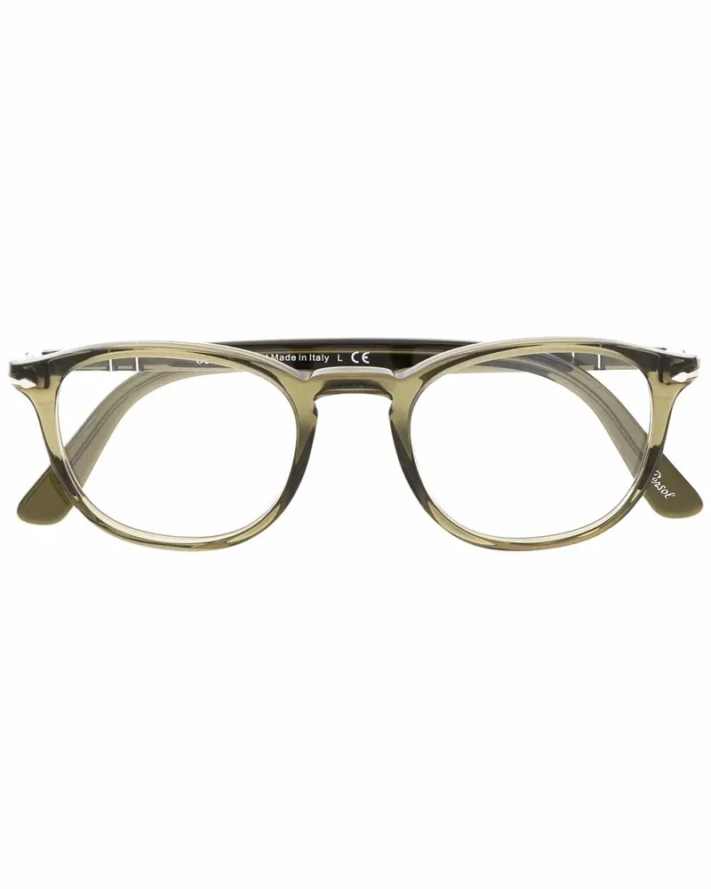 Persol Transparente Brille mit rundem Gestell - Grün Grün