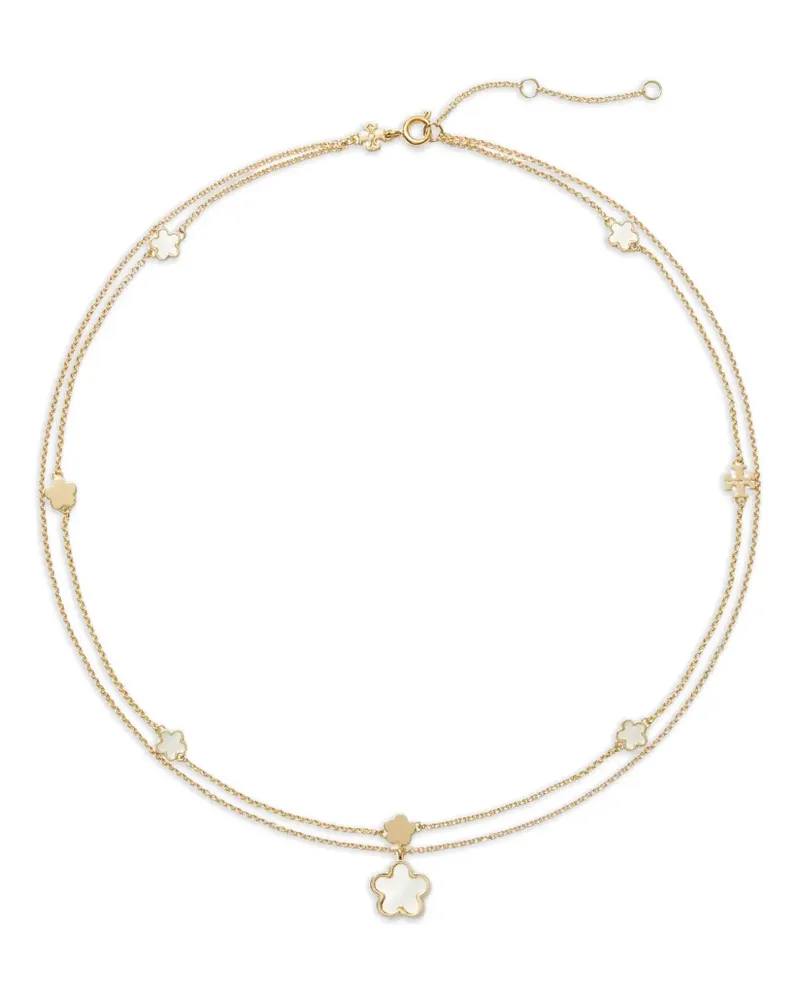 Tory Burch Kira Halskette im Layering-Look mit Blumendetail - Gold Gold