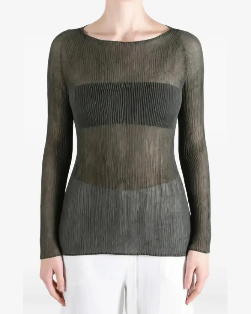 Issey Miyake Semi-transparentes Oberteil mit Falten - Grau Grau
