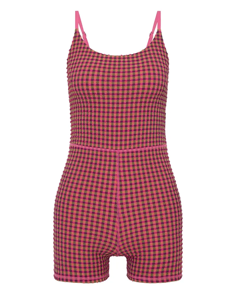 The Upside Karierter Aliki Kiva Playsuit - Rosa Rosa