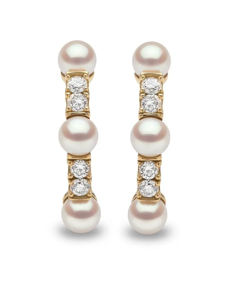 YOKO London 18kt Eclipse Gelbgoldcreolen mit Akoya-Perlen und Diamanten Gold
