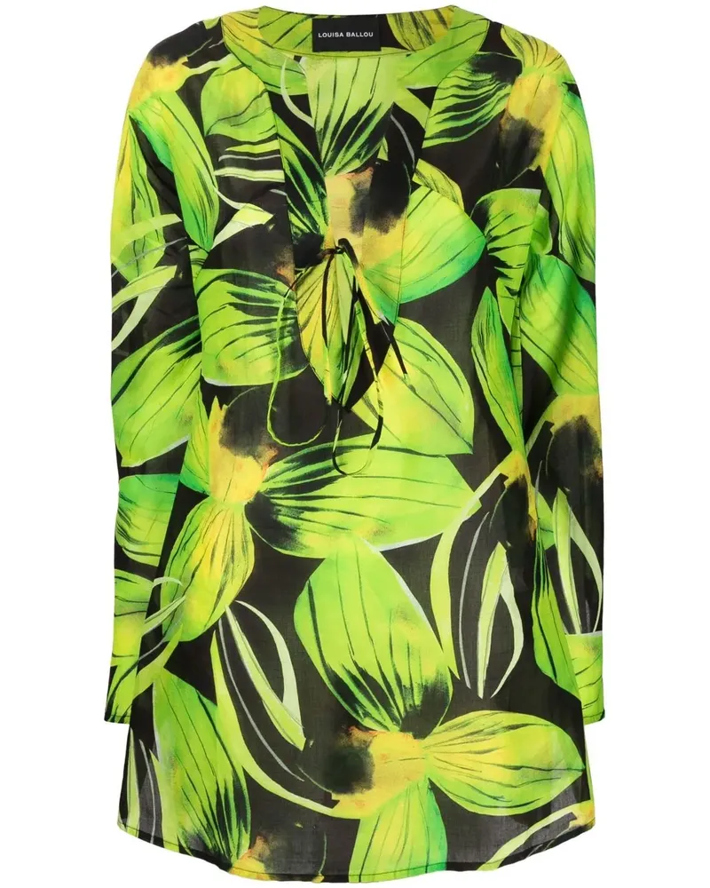 Louisa Ballou Minikleid mit Blumen-Print - Grün Grün