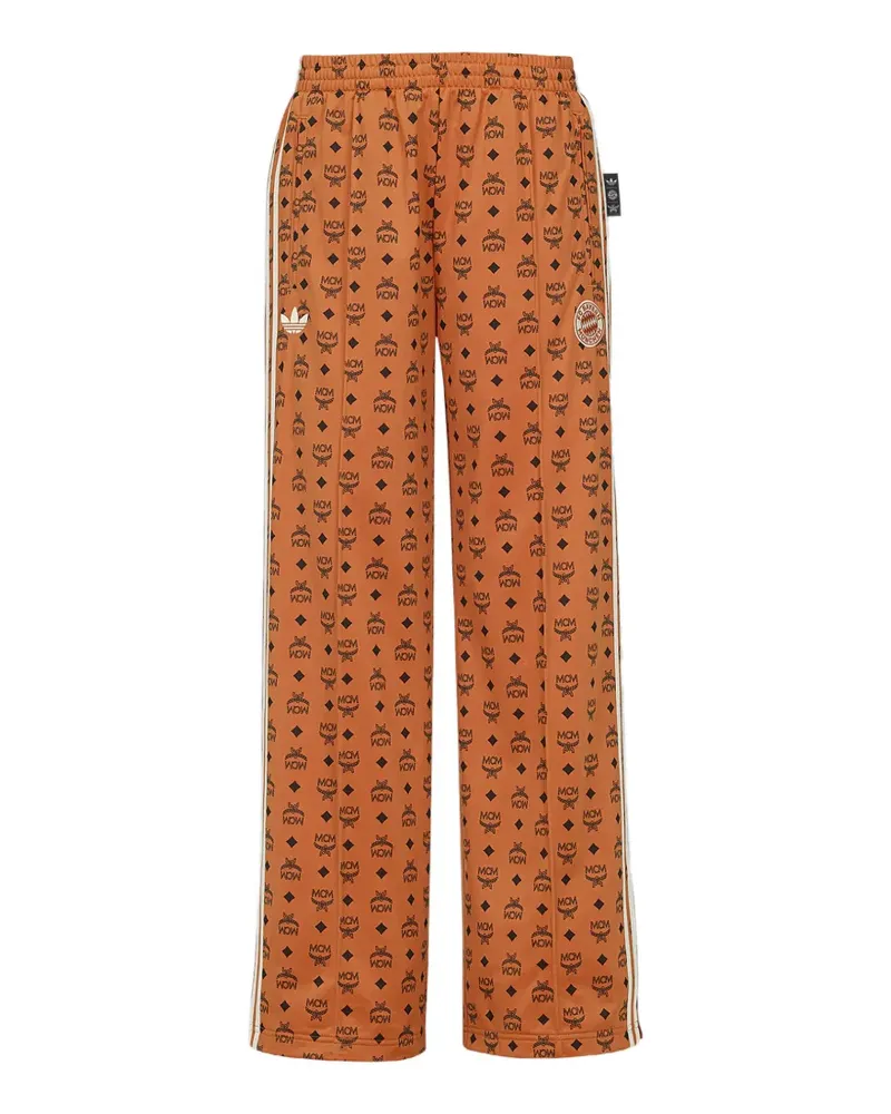 MCM adidas x FC Bayern Jogginghose mit Monogramm-Print und seitlichen Streifen - Orange Orange