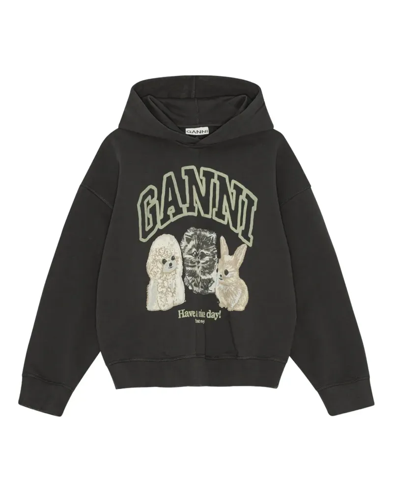 Ganni Hoodie mit Logo-Print - Schwarz Schwarz