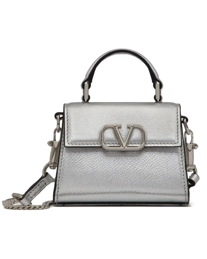 Valentino Garavani Micro VSling metallische Handtasche Silber