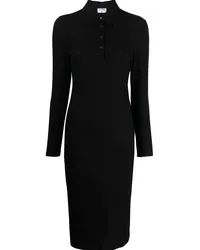 Filippa K Geripptes Poloshirtkleid Schwarz