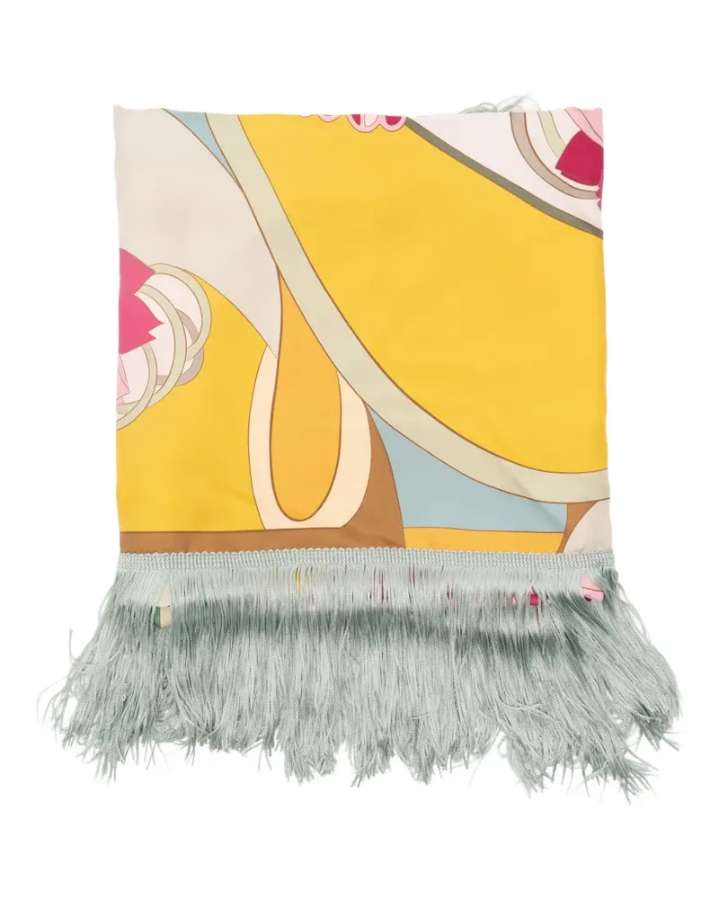 La DoubleJ fringed floral-print scarf - Gelb Gelb