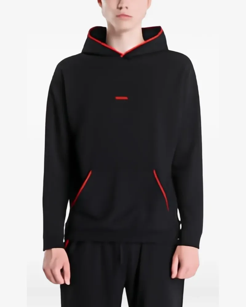 HUGO BOSS logo-print pouch-pocket hoodie - Schwarz Schwarz